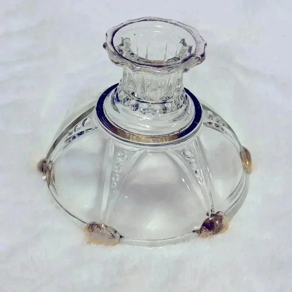 MCM Gold Trim Candleholder Candlestick Glass Beaded - Picture 2 of 9